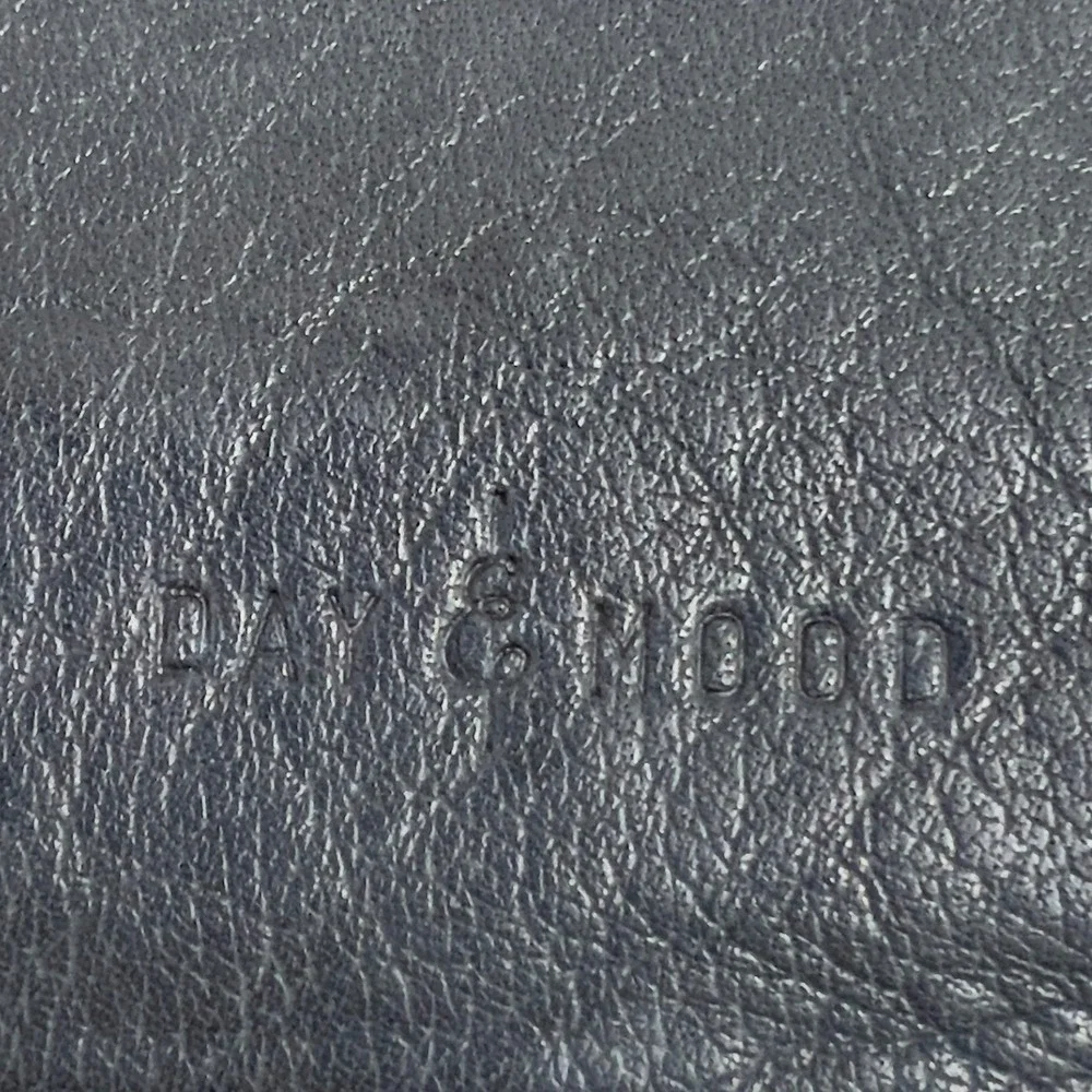 Day & Mood Anni Clutch Navy Black Leather Wristlet Zip Pouch  5x8 Anthropologie